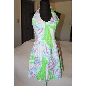 lilly pulitzer ross halter dress Vintage Lilly Pulitzer Halter Dress, Pink Green Floral, Size 0